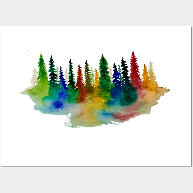 Rainbow forest Wall Art by Whettpaint